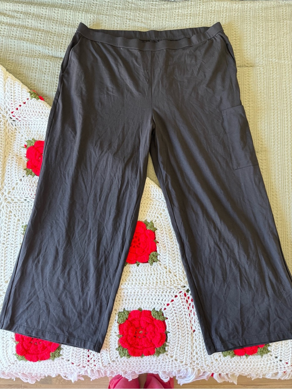 Eileen Fisher Wide Leg Ankle Pants Pima Cotton Stretch Jersey 2X